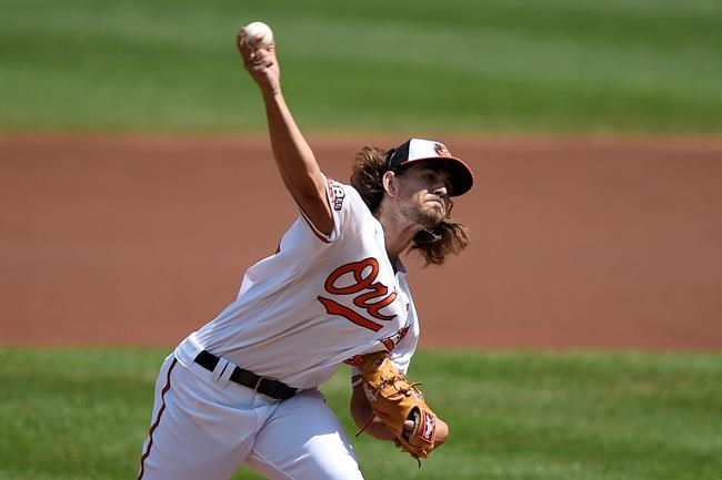 Baltimore Orioles pitcher Dean Kremer delivers against the New York Yankees during the first inning of a baseball game, Sunday, Sept. 6, 2020, in Baltimore, Md. (AP Photo/Gail Burton)