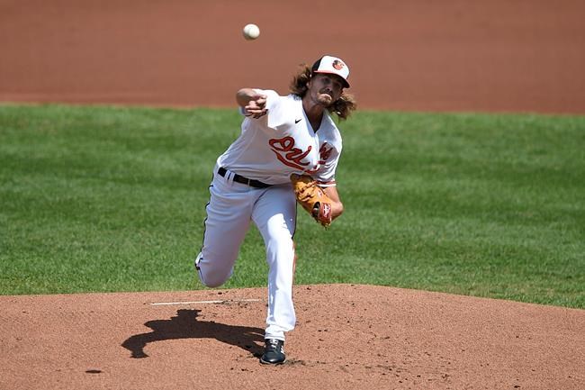 Baltimore Orioles pitcher Dean Kremer delivers against the New York Yankees during the first inning of a baseball game, Sunday, Sept. 6, 2020, in Baltimore, Md. (AP Photo/Gail Burton)