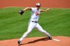 Baltimore Orioles starting pitcher John Means pitches against the Oakland Athletics in the first inning of a baseball game, Sunday, April 25, 2021, in Baltimore. (AP Photo/Will Newton)