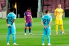 FC Barcelona's Lionel Messi holds a minute of silence prior of the Spanish La Liga soccer match between FC Barcelona and Leganes at the Camp Nou stadium in Barcelona, Spain, Tuesday, June 16, 2020. (AP Photo/Joan Montfort)
