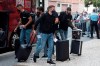 Atletico's Madrid players arrive to the team hotel in Lisbon, Portugal, Tuesday, Aug. 11, 2020. Atletico are scheduled to play Leipzig in a Champions League Quarter Final soccer match on Thursday. (AP Photo/Manu Fernandez)