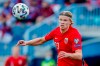 Norway's Erling Haaland controls the ball during a World Cup 2022 group G qualifying soccer match between Norway and Turkey at La Rosaleda stadium in Malaga, Spain, Saturday, March 27, 2021. (AP Photo/Fermin Rodriguez)