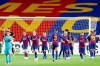 FC Barcelona's Antoine Griezmann, third left, after scoring his side's second goal during the Spanish La Liga soccer match between FC Barcelona and Leganes at the Camp Nou stadium in Barcelona, Spain, Tuesday, June 16, 2020. (AP Photo/Joan Montfort)