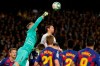 Barcelona's goalkeeper Marc-Andre ter Stegen clears the ball during a Spanish La Liga soccer match between Barcelona and Real Madrid at Camp Nou stadium in Barcelona, Spain, Wednesday, Dec. 18, 2019. Thousands of Catalan separatists are planning to protest around and inside Barcelona's Camp Nou Stadium during Wednesday's 