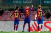 Barcelona's Gerard Pique, center, celebrates after scoring his side's second goal during the Champions League group G soccer match between FC Barcelona and Dynamo Kyiv at the Camp Nou stadium in Barcelona, Spain, Wednesday, Nov. 4, 2020. (AP Photo/Joan Monfort)