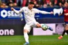 Real Madrid's Luka Jovic kicks the ball to score during the Spanish La Liga soccer match between Osasuna and Real Madrid at El Sadar stadium in Pamplona, northern Spain, Sunday, Feb. 9, 2020. (AP Photo/Alvaro Barrientos)