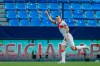 Turkey's Cablar Soyuncu celebrates after scoring his side's second goal during a World Cup 2022 group G qualifying soccer match between Norway and Turkey at La Rosaleda stadium in Malaga, Spain, Saturday, March 27, 2021. (AP Photo/Fermin Rodriguez)