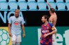 Barcelona's Lionel Messi, second right, reacts after Celta Vigo's Iago Aspas scored his side's second goal during a Spanish La Liga soccer match between RC Celta and Barcelona at the Balaidos stadium in Vigo, Spain, Saturday, June 27, 2020. (AP Photo/Lalo Villar)