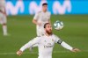 Real Madrid's Sergio Ramos eyes the ball during the Spanish La Liga soccer match between Real Madrid and Mallorca at Alfredo di Stefano stadium in Madrid, Spain, Wednesday, June 24, 2020. (AP Photo/Bernat Armangue)