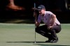 Webb Simpson lines up his putt on the first green, during the second round of the RBC Heritage golf tournament, Friday, June 19, 2020, in Hilton Head Island, S.C. (AP Photo/Gerry Broome)