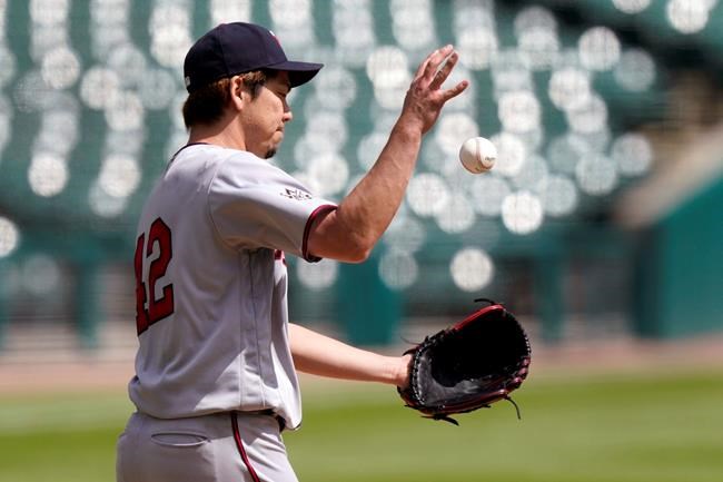 Minnesota Twins starting pitcher Kenta Maeda reacts after giving up a solo home run to Detroit Tigers' Jeimer Candelario during the fourth inning of a baseball game, Sunday, Aug. 30, 2020, in Detroit. (AP Photo/Carlos Osorio)