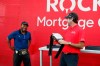 Harold Varner III, left, and Bubba Watson show off the winner's belts after their win in a nine-hole exhibition against Jason Day and Wesley Bryan ahead of the Rocket Mortgage Classic golf tournament, Wednesday, July 1, 2020, at the Detroit Golf Club in Detroit. (AP Photo/Carlos Osorio)