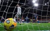 Inter Milan goalkeeper Samir Handanovic reacts after AC Milan's Zlatan Ibrahimovic scored during the Italian Cup, quarterfinal soccer match between Inter Milan and AC Milan, at the San Siro Stadium in Milan Italy, Tuesday, Jan. 26, 2021. (Spada/LaPresse via AP)