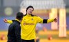 Dortmund's Erling Haaland reacts during a training session prior the Champions League round of 16 second leg soccer match between Borussia Dortmund and Sevilla FC in Dortmund, Germany, Monday, March 8, 2021. (AP Photo/Martin Meissner)