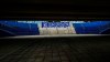 The supporters entrance 'Nordkurve' of the stadium Veltins Arena of Bundesliga club FC Schalke 04 looks dark in Gelsenkirchen, Germany, Wednesday, April 29, 2020. Despite a ban in Germany on all large gatherings through the end of August to fight the coronavirus pandemic, soccer officials are hoping to restart the league without spectators in May. (AP Photo/Martin Meissner)