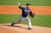 Minnesota Twins starting pitcher Jose Berrios throws in an intrasquad game at a baseball camp Monday, July 13, 2020, in Minneapolis. (AP Photo/Bruce Kluckhohn)