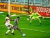 Minnesota United midfielder Kevin Molino (7) takes a second half shot on Real Salt Lake goalkeeper Zac MacMath (18) while defended closely by Real Salt Lake's Nedum Onuoha (14) in an MLS soccer match, Sunday, Sept. 6, 2020, at Allianz Field in St. Paul, Minn. (Jeff Wheeler/Star Tribune via AP)