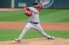 Boston Red Sox' Martín Pérez throws against the Minnesota Twins during the first inning of a baseball game, Tuesday, April 13, 2021, in Minneapolis. (AP Photo/Stacy Bengs)