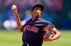 Cleveland Indians starting pitcher Triston McKenzie throws during the first inning of a baseball game against the Kansas City Royals Thursday, May 6, 2021, in Kansas City, Mo. (AP Photo/Charlie Riedel)