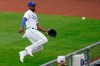 Kansas City Royals right fielder Jorge Soler chases after an RBI triple hit by Chicago White Sox's Leury Garcia during the first inning of a baseball game Saturday, May 8, 2021, in Kansas City, Mo. (AP Photo/Charlie Riedel)
