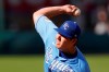 Kansas City Royals starting pitcher Brad Keller throws during the ninth inning of a baseball game against the Pittsburgh Pirates Sunday, Sept. 13, 2020, in Kansas City, Mo. Keller pitched a complete game and shut out the Pirates. (AP Photo/Charlie Riedel)