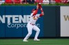 St. Louis Cardinals center fielder Harrison Bader catches a fly ball by Chicago Cubs' Anthony Rizzo during the third inning of a baseball game Monday, July 19, 2021, in St. Louis. (AP Photo/Joe Puetz)