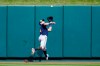 Milwaukee Brewers center fielder Avisail Garcia runs to catch a fly ball by St. Louis Cardinals' Paul DeJong during the second inning of a baseball game Sunday, Sept. 27, 2020, in St. Louis. (AP Photo/Jeff Roberson)