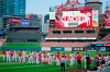 Members of the St. Louis Cardinals celebrate after defeating the Milwaukee Brewers in a baseball game to earn a playoff birth Sunday, Sept. 27, 2020, in St. Louis. (AP Photo/Jeff Roberson)