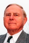 This is a Dec. 16, 1999, photo showing Bob Hermann in St. Louis. Hermann, the soccer executive who launched the Hermann Trophy given annually to the top college soccer players in the United States, has died at age 97. His family said he died Monday, April 13, 2020, at his home in the St. Louis suburb of Ladue. (James Rector/St. Louis Post-Dispatch via AP)