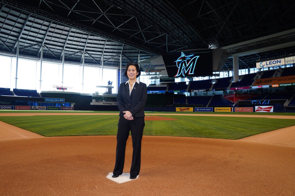 Kim Ng was named manager of the Miami Marlins last month. (Joseph Guzy / Miami Marlins via AP)