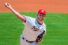 Washington Nationals starting pitcher Stephen Strasburg throws during the first inning of a baseball game against the Baltimore Orioles in Washington, Sunday, Aug. 9, 2020. (AP Photo/Manuel Balce Ceneta)