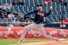 Atlanta Braves' starting pitcher Drew Smyly throws during the first inning of a baseball game against the Washington Nationals in Washington, Thursday, May 6, 2021. (AP Photo/Manuel Balce Ceneta)