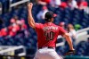 Arizona Diamondbacks starting pitcher Madison Bumgarner throws during the fifth inning of a baseball game against the Washington Nationals at Nationals Park, Sunday, April 18, 2021, in Washington. (AP Photo/Alex Brandon)