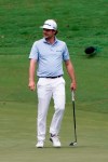 Doc Redman recats to a birdie putt on gthe eighth green during the final round of the Wyndham Championship golf tournament at Sedgefield Country Club on Sunday, Aug. 16, 2020, in Greensboro, N.C. (AP Photo/Chris Carlson)