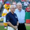 TREVOR HAGAN / WINNIPEG FREE PRESS files
Goldeyes owner Sam Katz with former manager Hal Lanier at a ceremony honouring Lanier in 2018.
