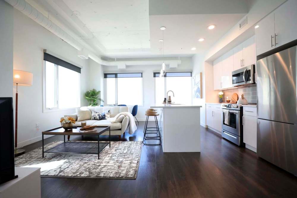 RUTH BONNEVILLE / WINNIPEG FREE PRESS
One-bedroom units in the Arts Residences will start at $1,530 per month and two-bed suites (pictured) will rent for as much as $2,050.