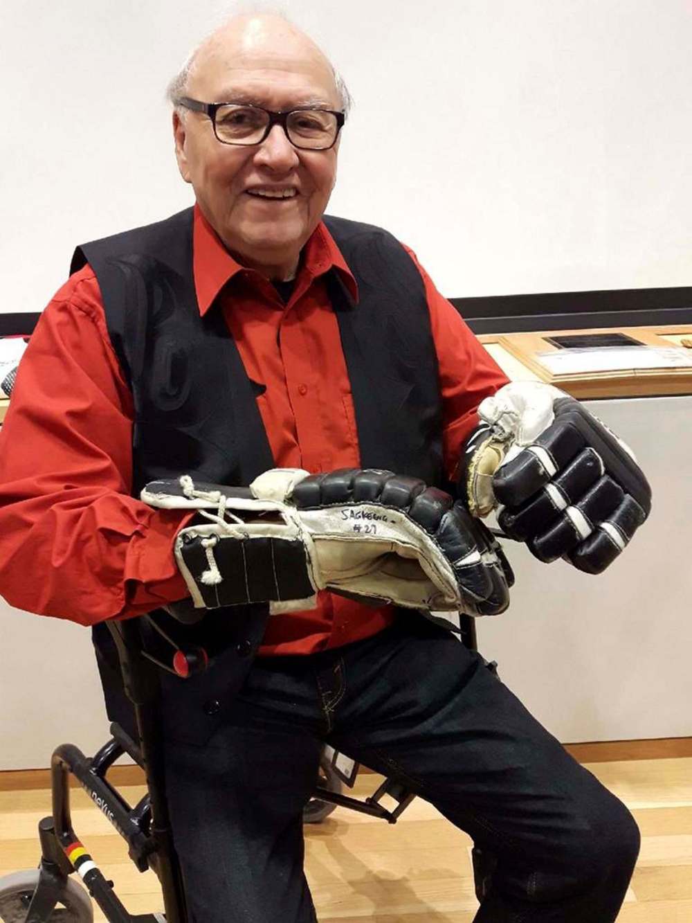 SUPPLIED
An accomplished athlete, Fontaine poses following the official unveiling of a display of Sagkeeng Oldtimers artifacts at the Hockey Hall of Fame in Toronto in 2018. The team, made up primarily of residential school survivors, competed internationally, winning world cup titles in 1987 and 1989.