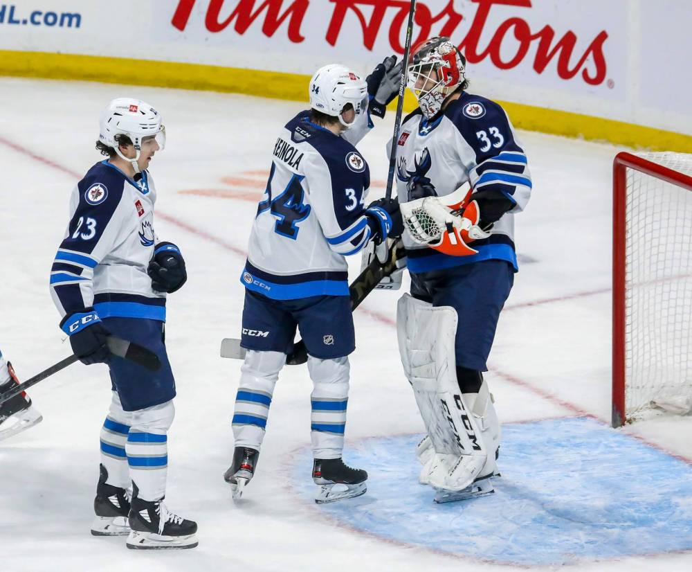 Jonathan Kozub / Manitoba Moose
Cormier became the starting goaltender for the Moose on the day he arrived and in his debut stopped 29 of 30 shots in a 2-1 Manitoba triumph over Central Division-rival Iowa.