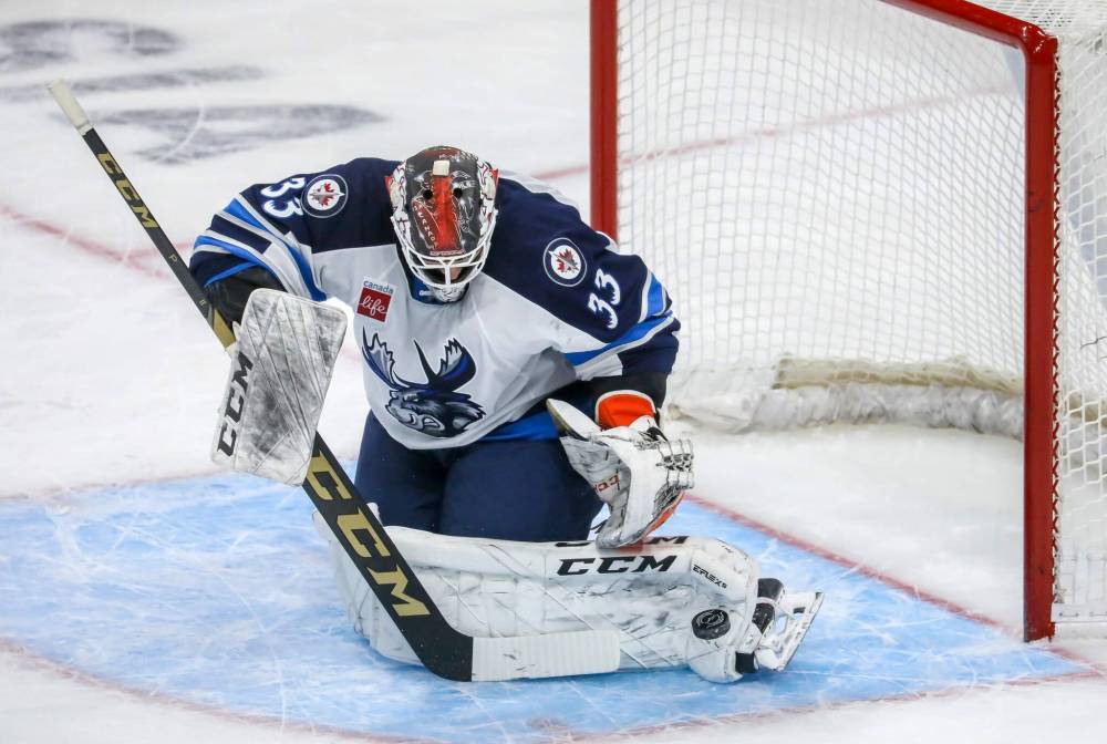 Jonathan Kozub / Manitoba Moose
Evan Cormier, formerly of the Newfoundland Growlers of the ECHL, is 3-0-1 in four consecutive starts since signing with the Manitoba Moose.