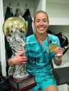 FRADI.HU
Winnipegger Chandra Bednar with the Hungarian Cup trophy and her champions&rsquo; medal.