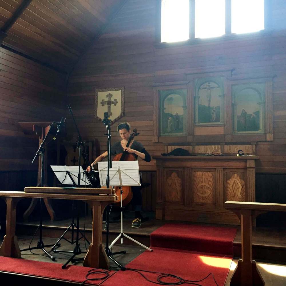 SUPPLIED
Cellist Leanne Zacharias recorded part of her new album in a wooden church in Manitou.