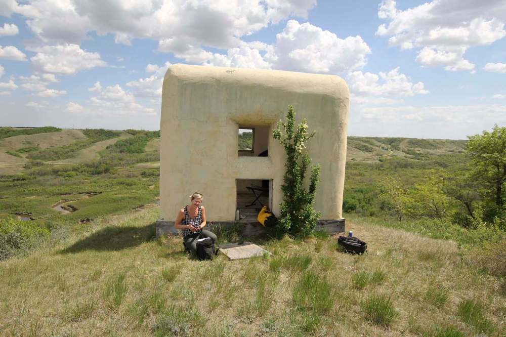 SUPPLIED
Zacharias sets up microphones at a straw-bale observatory in Saskatchewan.