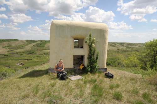 SUPPLIED
Zacharias sets up microphones at a straw-bale observatory in Saskatchewan.