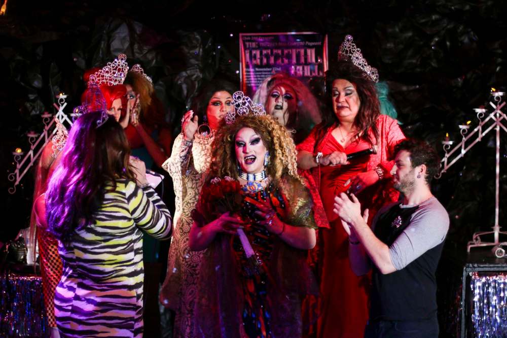 Drag in the Peg
Drag queen Prairie Sky (centre) is crowned Miss Club 200 2019-2020.