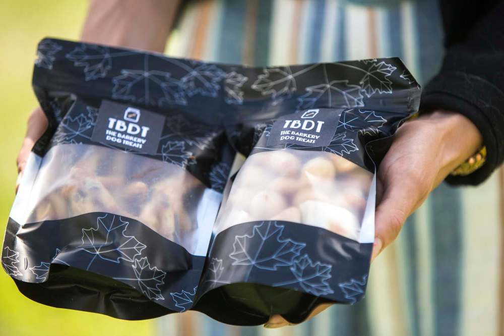 MIKAELA MACKENZIE / WINNIPEG FREE PRESS
Lathlin got serious about Barkery following the death of her Great Pyrenees, Toby. The product line she’s since come up with includes morsels such as dehydrated chicken feet and banana bites.