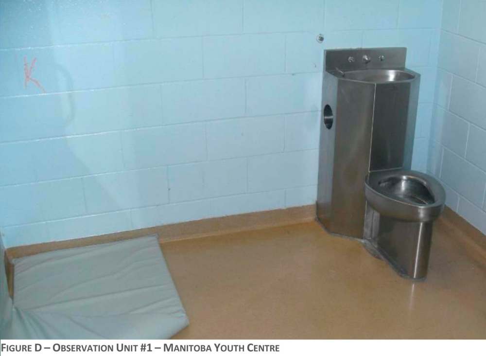 (SUPPLIED / Manitoba Advocate for Children and Youth)
Solitary confinement cells at the Manitoba Youth Centre