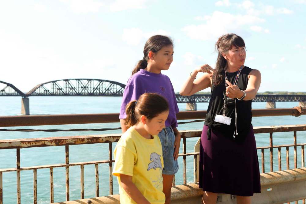 Supplied 
Deer (right) directs Kiawentiio (centre) and Violah Beauvais in Beans.