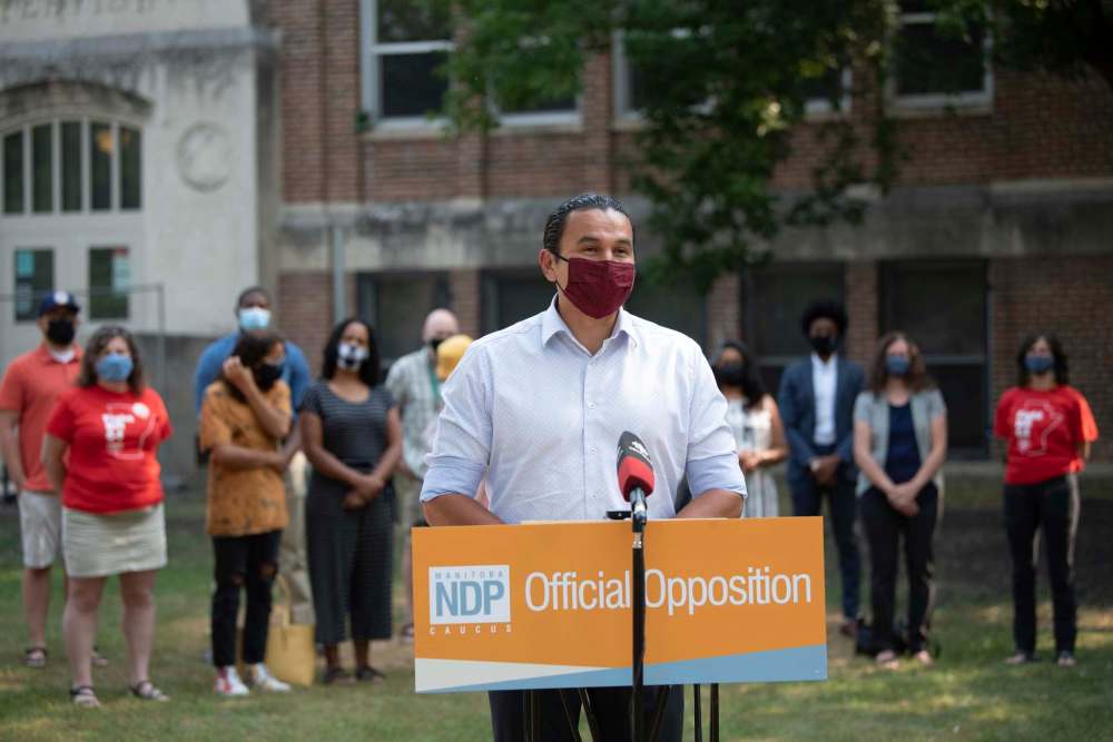 The New Democrats want to see Manitoba schools get vaccine clinics, more mental health supports, more staff to allow for smaller class sizes, improved ventilation standards, and paid sick leave, said leader Wab Kinew. (Alex Lupul / Winnipeg Free Press files)