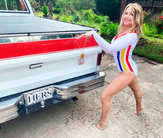 SuppliedFive-time Olympic gold medalist Nadia Comaneci in Oklahoma with her 1976 GMC Olympic Edition truck, which was originally from Manitoba and was recently sold to Nadia and her husband, Bart Conner.