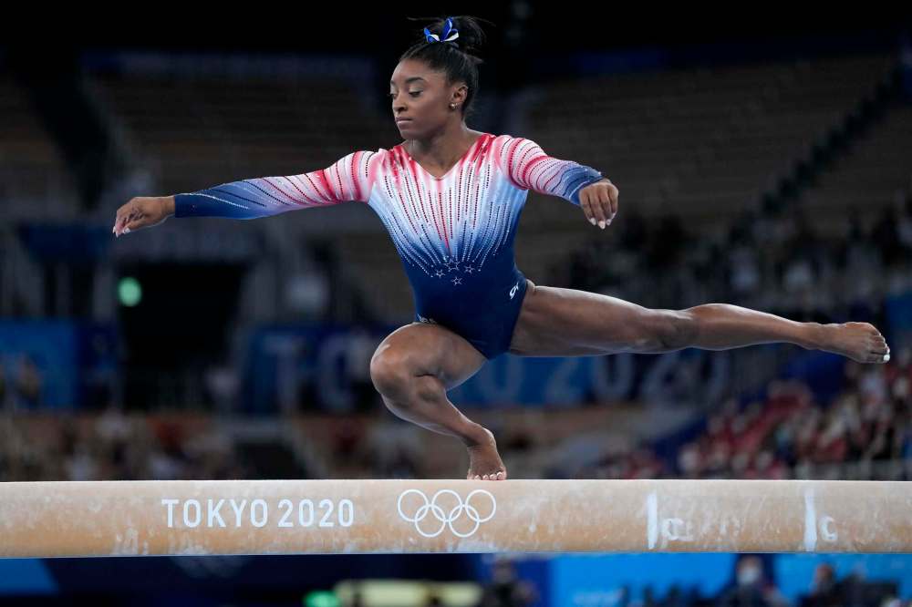 Ashley Landis / The Associated Press files
Simone Biles on the balance beam during the artistic gymnastics women's apparatus final at the 2020 Summer Olympics.